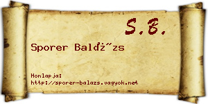 Sporer Balázs névjegykártya